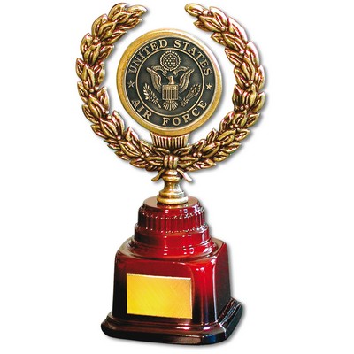 Stock 7" Trophy with 2" US Air Force Coin and Engraving Plate