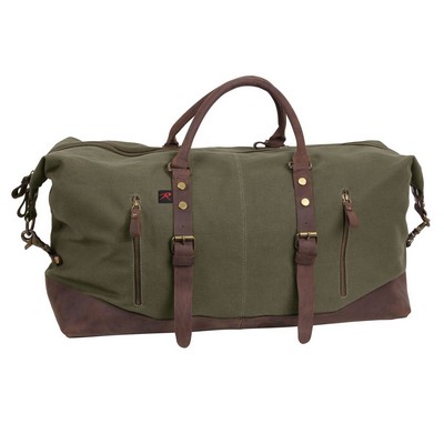 Vintage O.D. canvas Oversized Travel Bag w/ Leather Accents