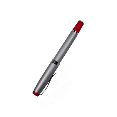 Satin Chrome Roller Ball Pen with Red Grip