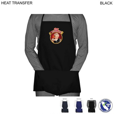 Domestic made Shorter length Twill Bib Apron, (19"x24"), 2 Pockets, Heat Transfer Logo