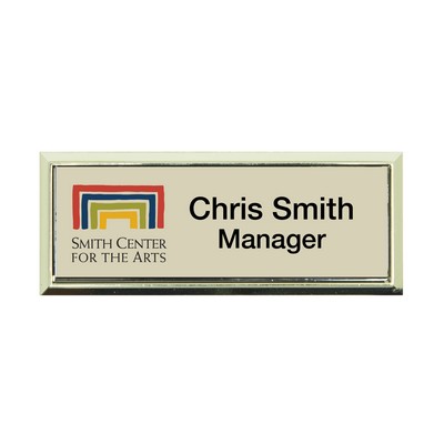 Plastic Framed Badges Square Corners - Personalized 1"X3" (UV Inkjet & Engraved)