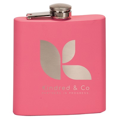 6 oz. Matte Pink Stainless Steel Flask