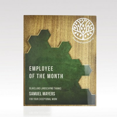 Plaque Hex Puzzle - Customizable Wood Acrylic Award 7x9