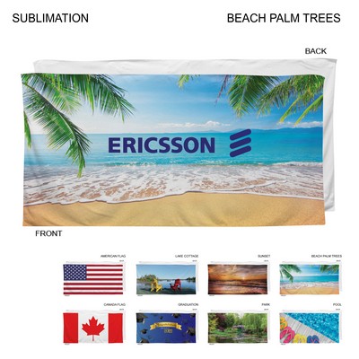 Stock Design Sublimated, Heavier Weight, Plush Velour Terry Cotton Blend Beach Towel (30"x60")