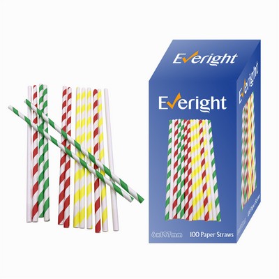Disposable Paper Straight Straw 100pcs into a Custom Color Box