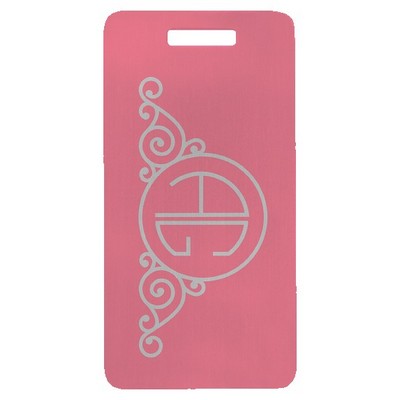 Anodized Aluminum Pink Luggage Tag, Engraved, 3 7/8" x 2"