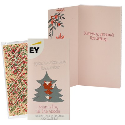 3.5 Oz. Belgian Chocolate Greeting Card Box (You Make Me Happier..)-Holiday Sugar Cookie Crunch Bar