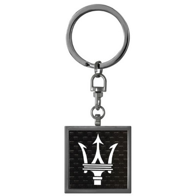 Square Framed Carbon Fiber Key Tag (1 ¼" Square Inches)