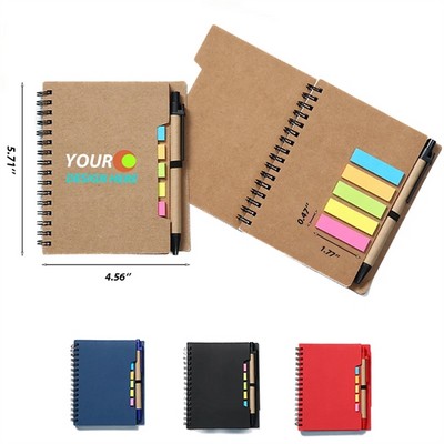 Notebook With Sticky Note & Ballpoint Pen