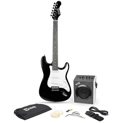 RockJam Full-Size Black Electric Guitar Kit