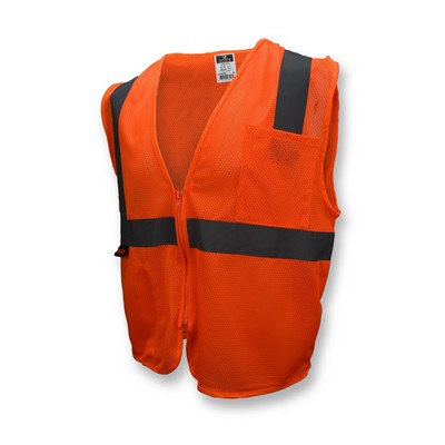 Radians® Economy Type R Class 2 Mesh Hi-Orange Safety Vest with Zipper
