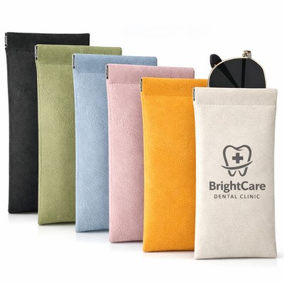 Portable Leather Squeeze Top Eyeglass Case