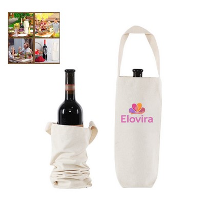 Canvas Single Bottle Wine Tote Bag with Handle