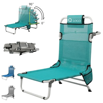 Adjustable Mesh Lounger w/ 3 Storage Pockets