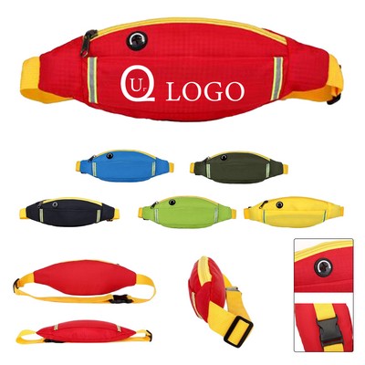 Slim Reflective Running Belt Waist Pack w/ Headphone Hole