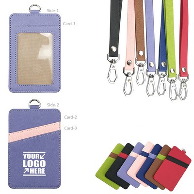3 Pockets PU Leather Card Holder with Dual Color Back