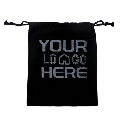 10 OZ Black 100% Cotton Drawstring Bag