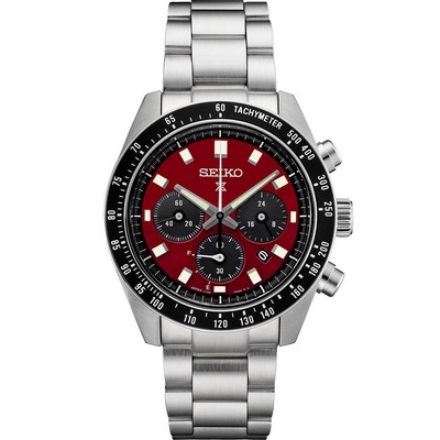 Seiko Watch Prospex Speedtimer Ss Solar Chrono Red Dial U.S. Se