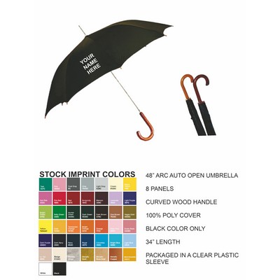 48" Arc Metalshaft With Curved Wood Handle - Black Color Only