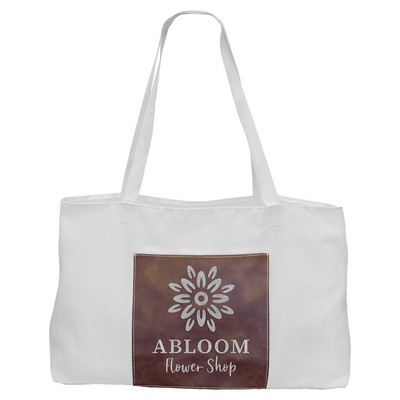 Burlap Bag with Leatherette Gusset