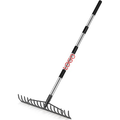 16 Tines Metal Rakes with Adjustable Stainless Steel Handle