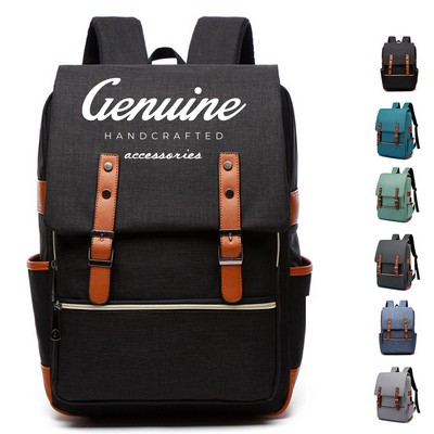 Vintage Casual Daypack with USB Charging Port