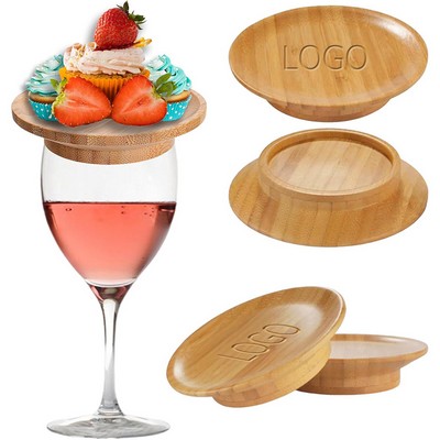 4"D Wine Glass Bamboo Charcuterie Board Topper Coaster