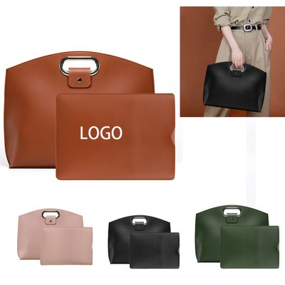 Stylish PU Leather Commuter Tote With Tablet Sleeve MOQ 50