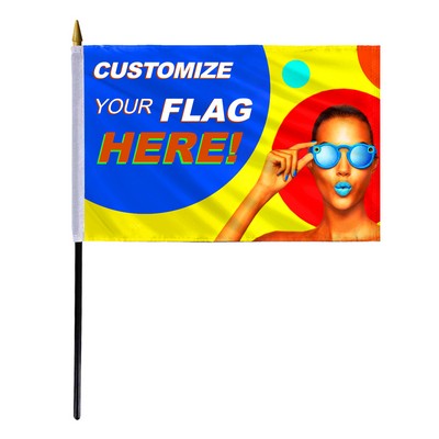 4" x 6" Custom 2-sided Vinyl Stick Flag - Digital Print