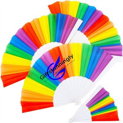 Rainbow Fabric Hand Fan