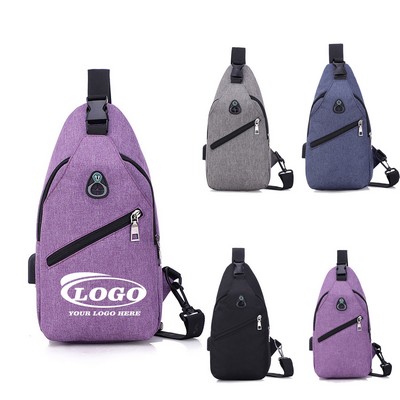 Crossbody Sling Chest Bag with Earphone Hole