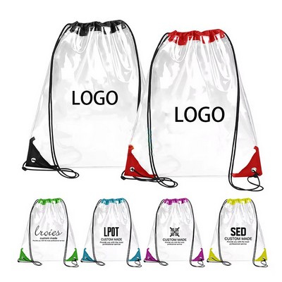 PVC Clear Waterproof Stadium Drawstring Backpack
