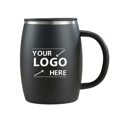 14 Oz. Stainless Steel Double Wall Coffee Mug W/ Handle