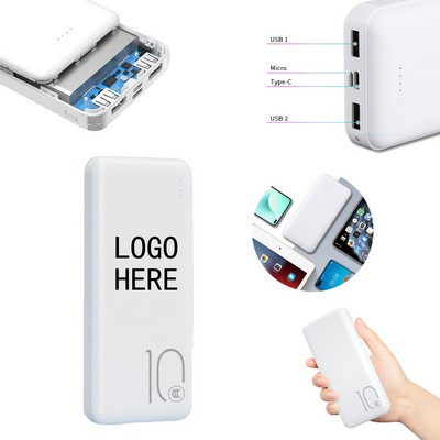 Ultra-Slim 10000mAh Power Bank - Airplane Safe & Portable