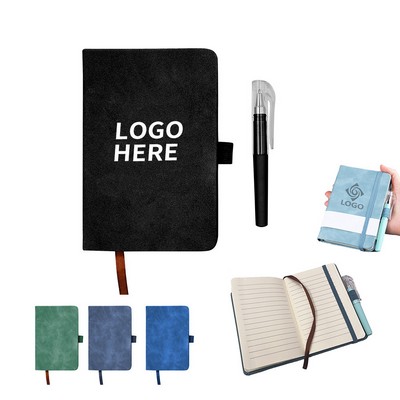 Compact PU Leather Pocket Journal with Pen