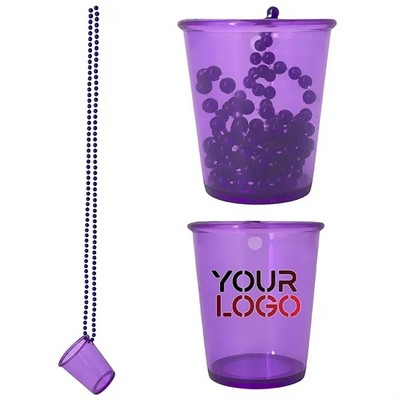 BPA-Free Clear Plastic Portable Bead Chain Lanyard Drinking Cup