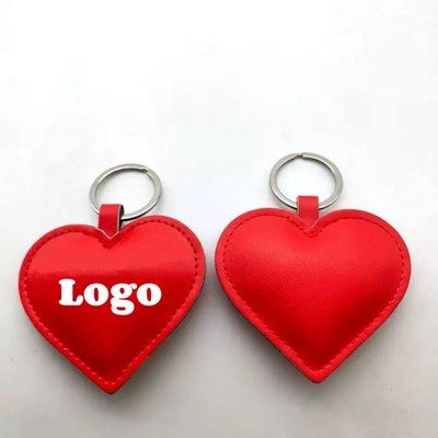 Heart-Shaped PU Leather Keychain Charm
