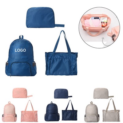 Portable Foldable Backpack and Shoulder Bag