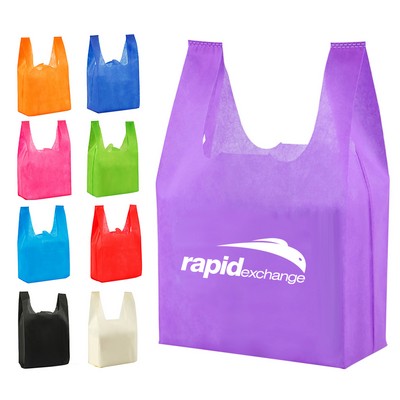 Reusable T Shirt Style Non Woven Shopping Bags Grocery Tote