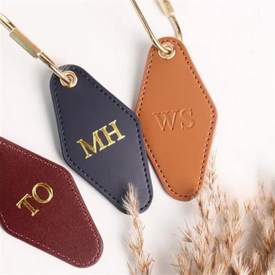 Diamond-Shaped PU Leather Keychain