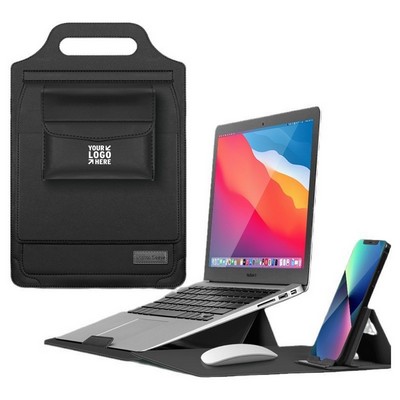 Foldable Stand Laptop Sleeve Bag w/ Mouse Pad and Phone Holder