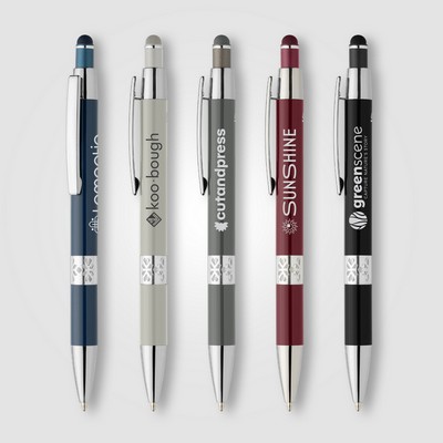 Adorn Recycled Aluminum Chrome Trim Stylus Pen - Laser