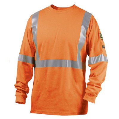 Black Stallion TF2511-OR 7 OZ FLAME-RESISTANT COTTON LONG SLEEVE T-SHIRT WITH SILVER REFLECTIVE - NF