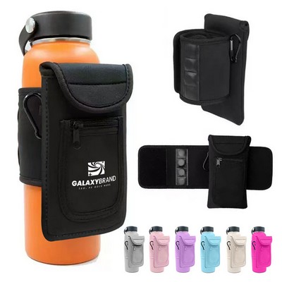 Magnetic Water Bottle Holder With Key & Phone Pouch For Gym