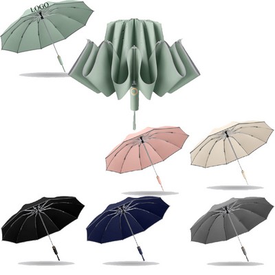 10 Ribs Automatic Reverse Umbrella With Reflective Strip