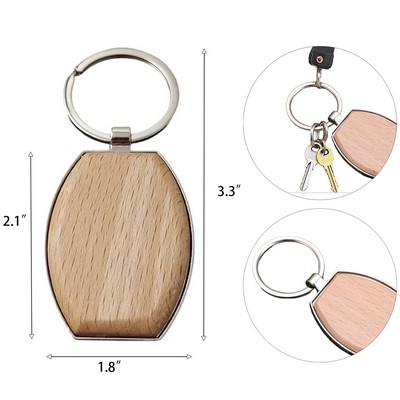 Barrel-Shaped Wooden Keychain with Rounded Corners
