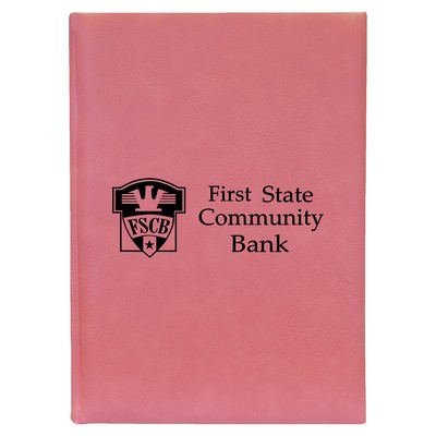 Pink Large Leatherette Journal with Lined Notepad - Laser Engraves to Black