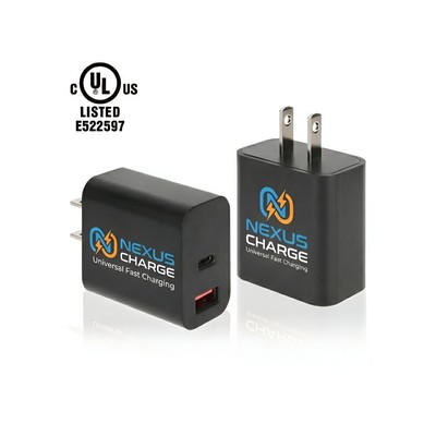 UL Listed 20W Dual-Port Fast Wall Charger