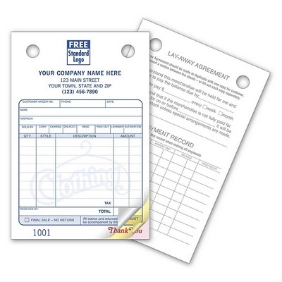 Register Forms - Clothing, Small Classic (3 Part)