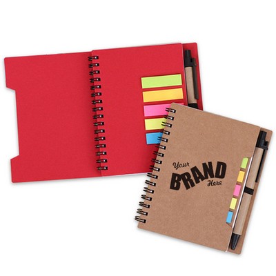 Spiral Notebook w/ Sticky Flags & Pen